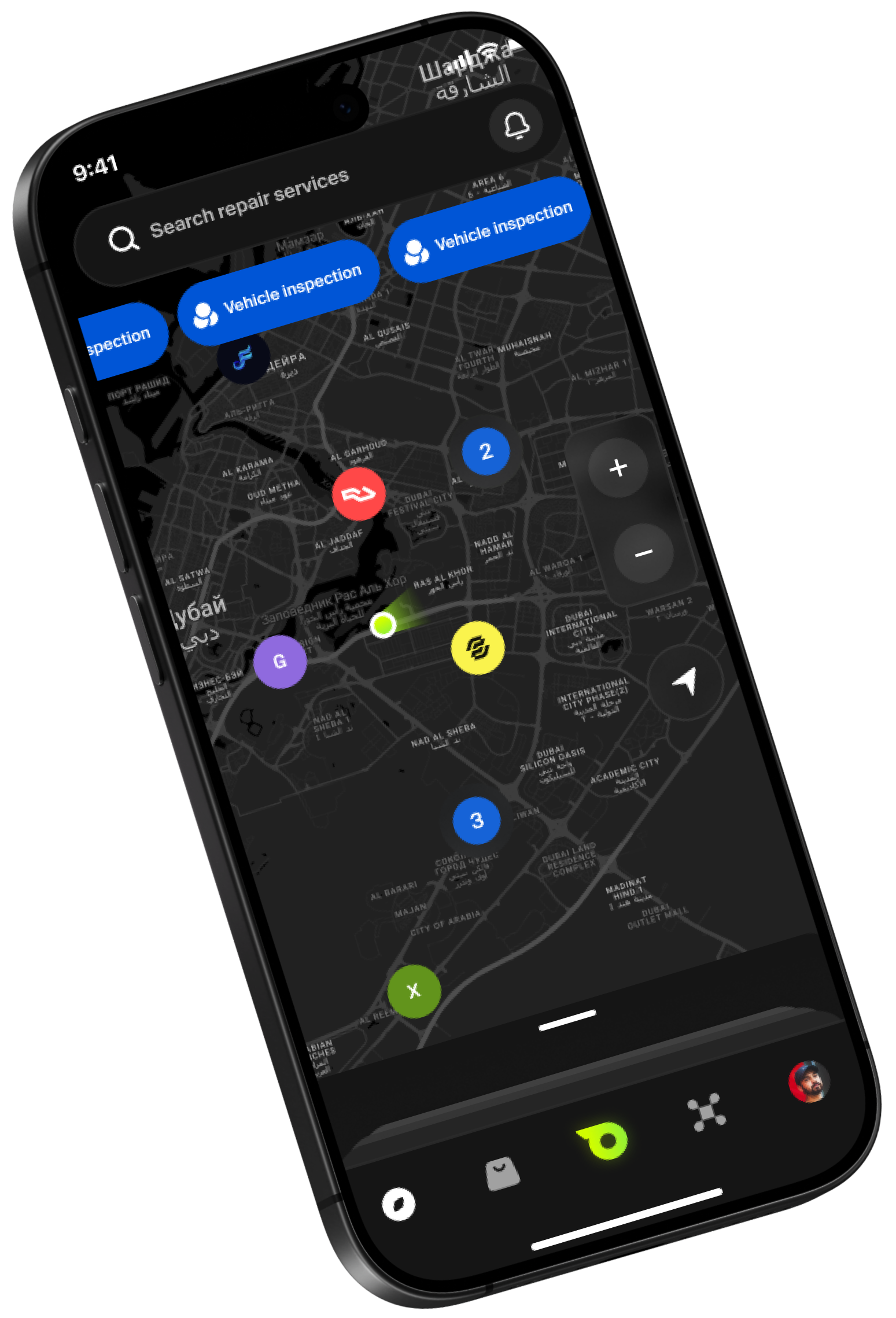 screen app with map